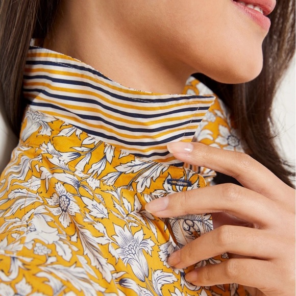 Talbots Yellow Floral Button Down Shirt - Picture 3 of 7